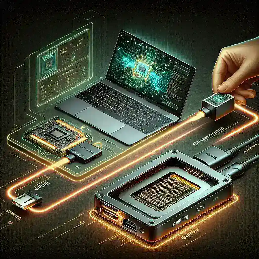 How do laptop docking stations with integrated GPU amplification work?